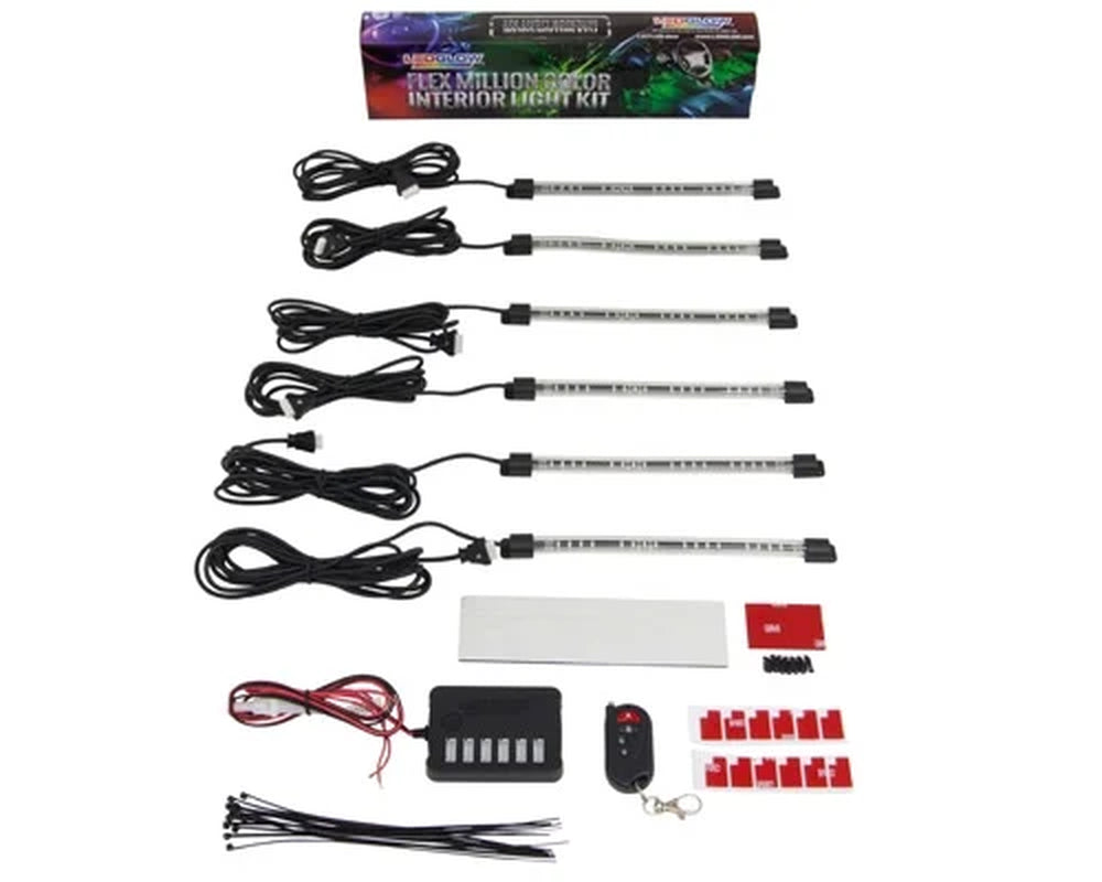 6Pc Flexible LED Million Color Interior Underdash Lighting Kit